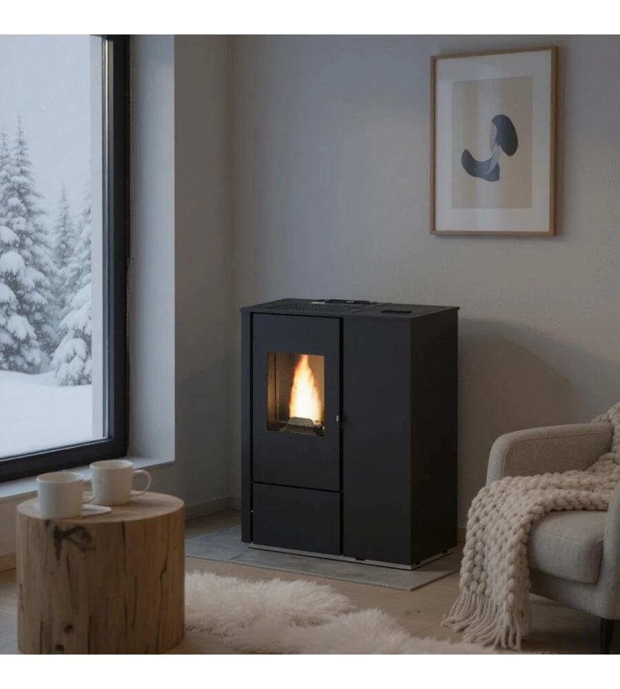 STUFA A PELLET SLIM PUNTO FUOCO "CARMEN" NERO 7 KW
